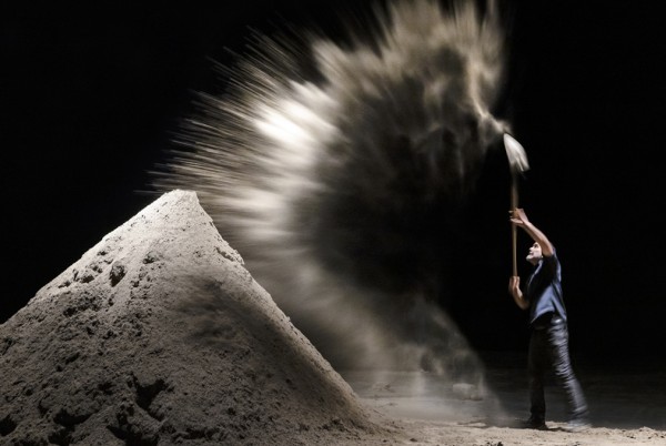 Victor Pilon throws sand